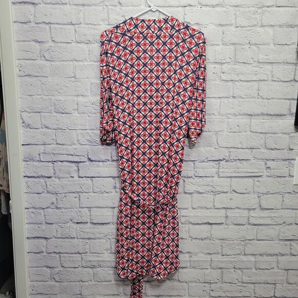 Curations Button Front Popover Dress Sz M Belted Retro Housewife Geometric Boho - Picture 7 of 9